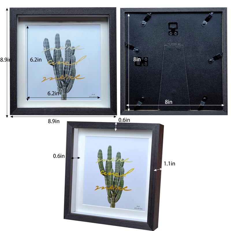 Dohomi 8x8 Shadow Box Frame Black Shadow Box Display Case 3 Pack Wooden Picture Frame Glass Surface Internal Depth 0.6 inch for Wall Or Tabletop - Image 4